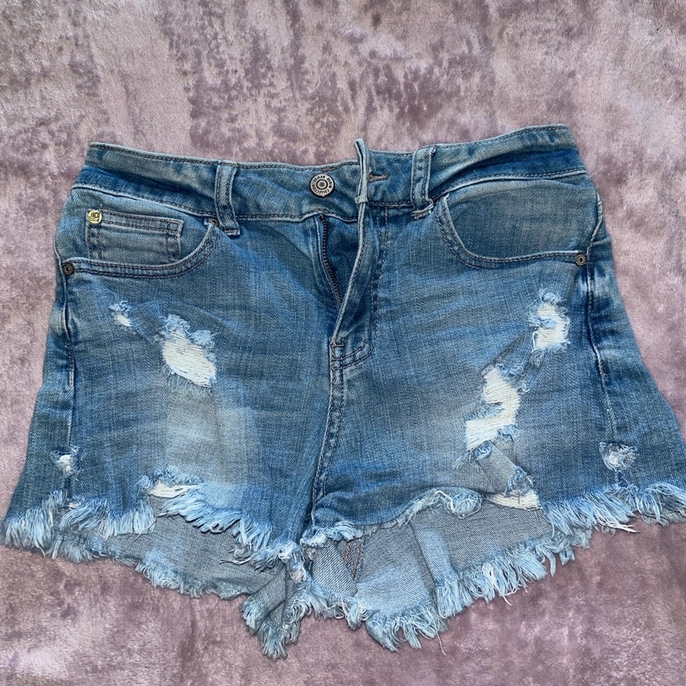 Distressed Blue Denim booty Shorts
